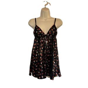 Victoria’s Secret Y2K chocolate strawberry silky flyaway babydoll cami
